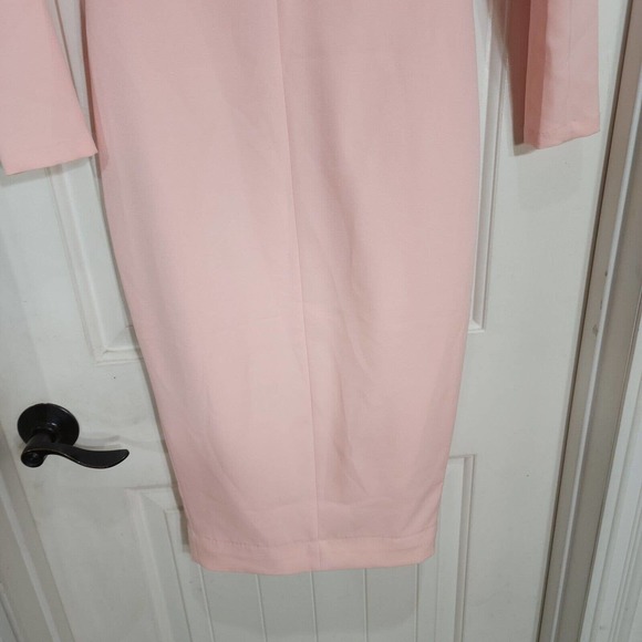 House of CB Womens Dress Dominique Baby Pink Full Zip Deep V Neck Bodycon Sz XS - Picture 5 of 12
